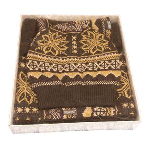 Muk Luks Reversible Brown Winter Hat, Infinity Scarf and Gloves Box Set
